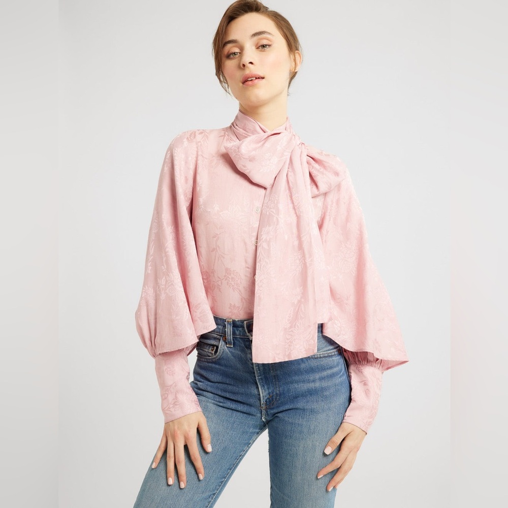 NWT Mille GiGi Jacquard Long Sleeve Blouse - Picture 6 of 9